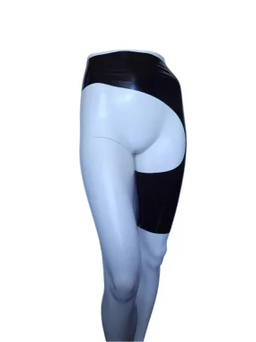 Latex Black Asymmetric Panel High-Waisted Bottoms