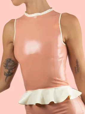 Latex Vest Top With Contrast Frill Hem Latex Vest Top With Contrast Frill Hem