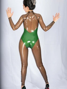 Latex Neck entry catsuit