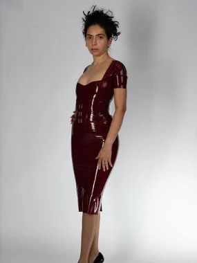 Latex Pencil Midi Dress with inbuilt Corset