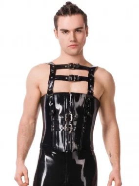 Latex Black Harness-Style Corset