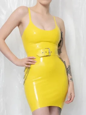 Latex Scoop Neck Mini Dress